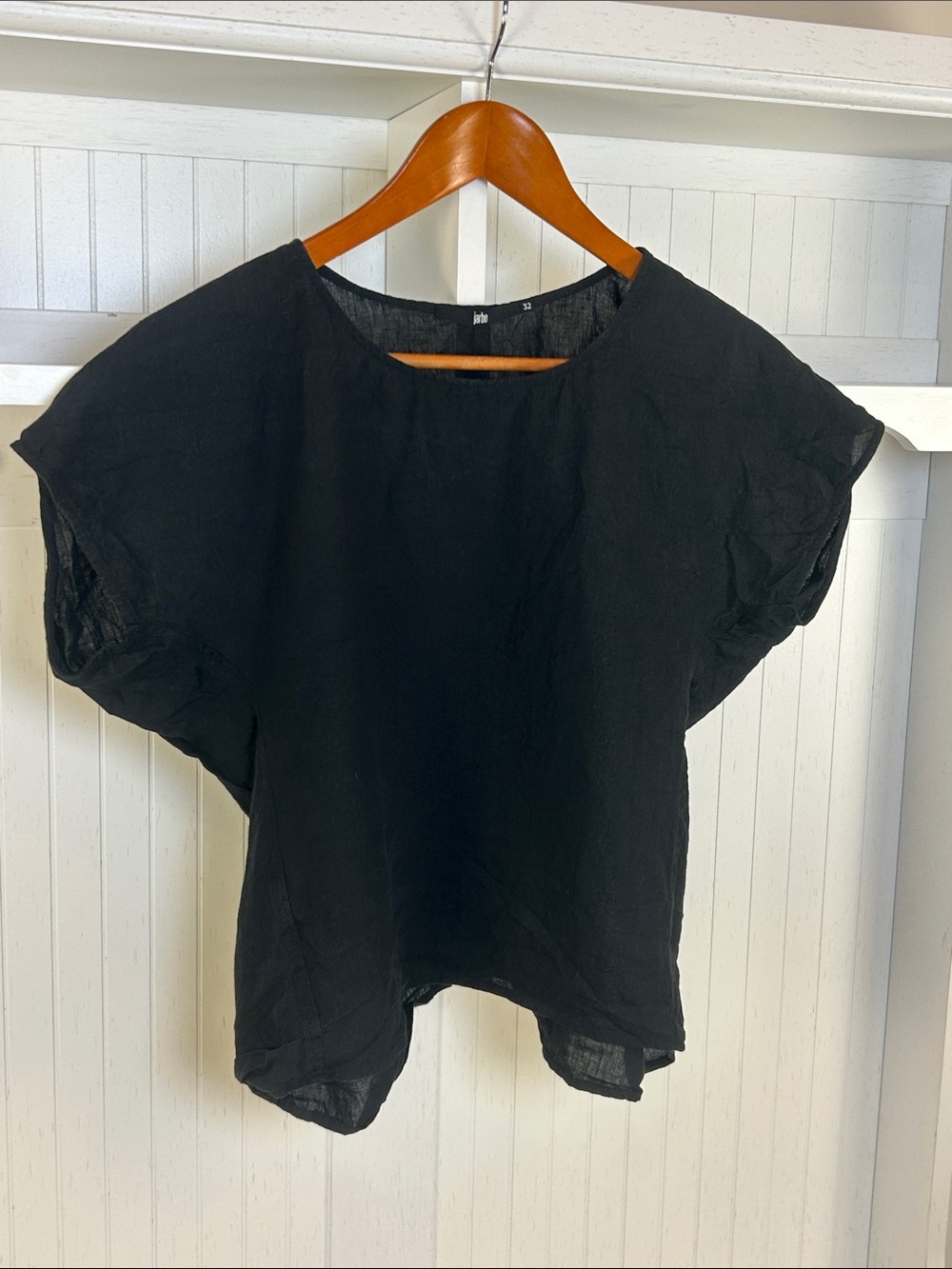 Jarbo 100% Linen Black Oversized Boxy Dolman Top XS 32